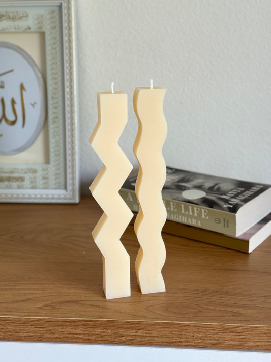 Zigzag & Wave Taper Candle Set