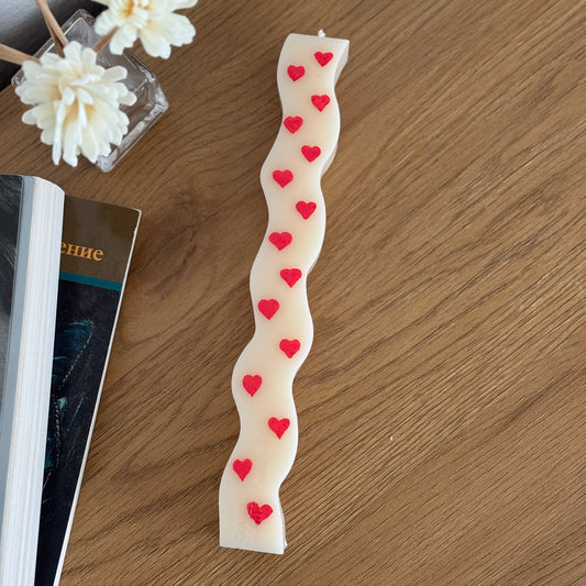 Heart Print Taper Candle